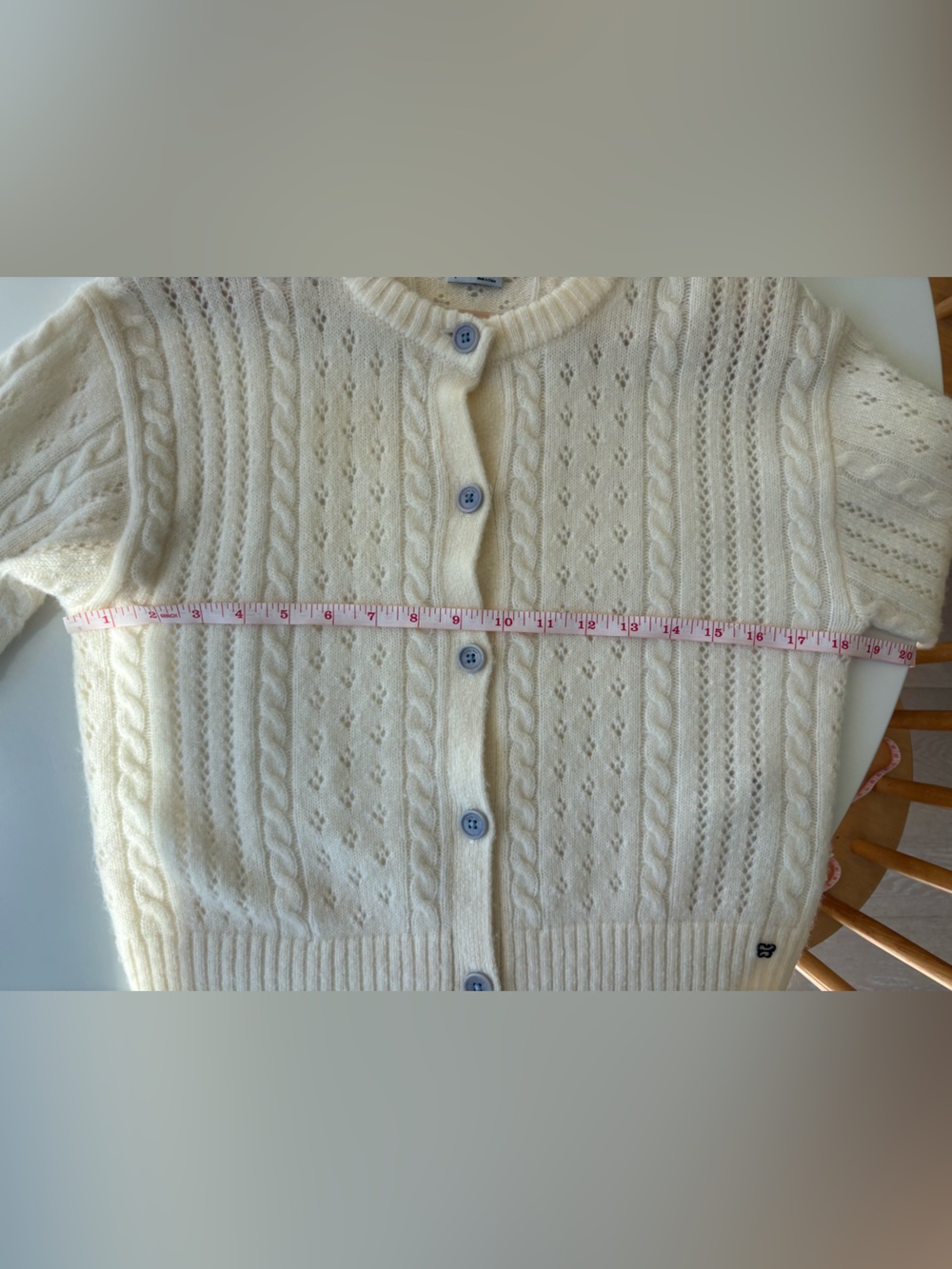 Sunday Best Ivory Cable Knit Button-Up Cardigan - Picture 4 of 8